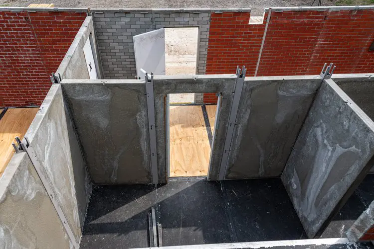 Top view of an under construction house with walls
