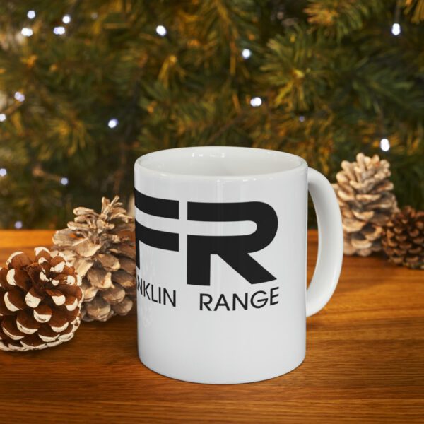 A BFR Logo - Ceramic Mug 11oz with the word "flin range" on it.