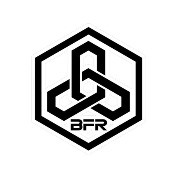 A BFR Hex Logo - Vinyl Die-Cut Sticker in black and white.