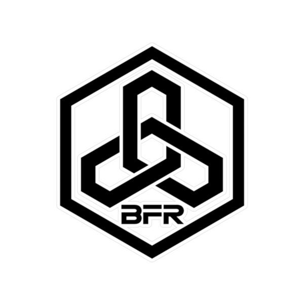 A black and white BFR Hex Logo - Vinyl Die-Cut Stickers, featuring a Hex design.