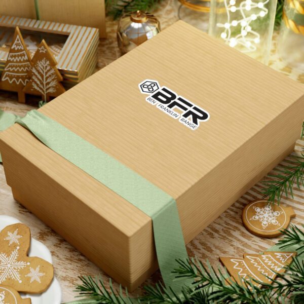 BFR Christmas Gift Box featuring BFR Logo - Vinyl Die-Cut Stickers and Vinyl Die-Cut Stickers.