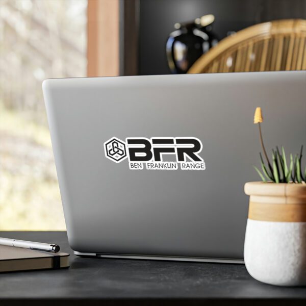 BFR Logo - Vinyl Die-Cut Sticker on a laptop on a desk.