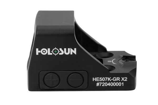 The HE507K-GR X2 red dot sight is an open and compact pistol sight made with durable 7075 Aluminum. It is designed specifically for the Holosun