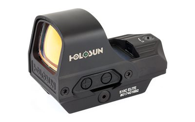 The HE510C-GR red dot sight shines on a white background.