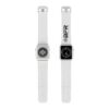 Two white BFR Logo - Watch Band for Apple Watch straps on a white background.