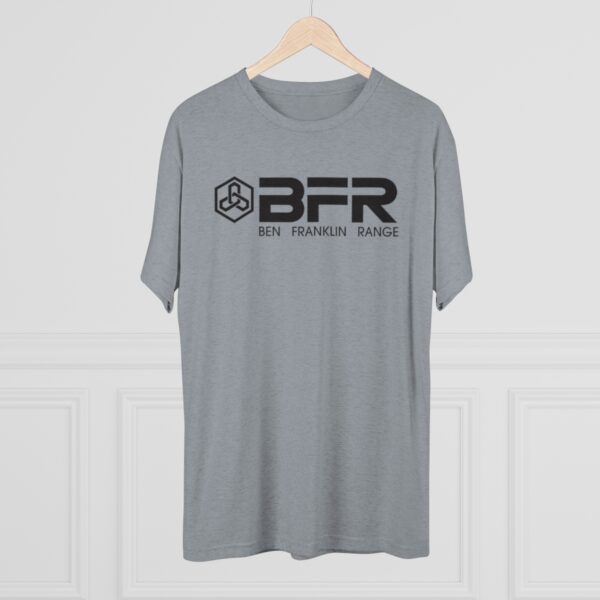 The BFR - Logo - Unisex Tri-Blend Crew Tee on a gray t-shirt.