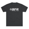 The BFR - Logo - Unisex Tri-Blend Crew Tee on a black t-shirt.