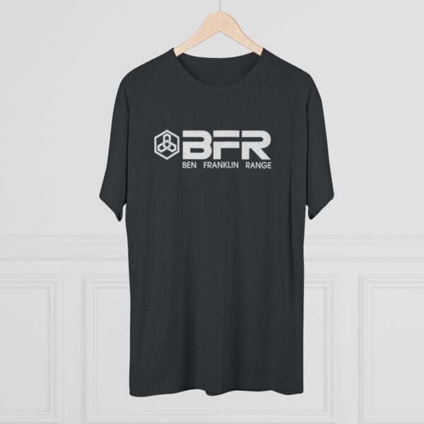 A BFR - Logo - Unisex Tri-Blend Crew Tee with the word bfr on it.