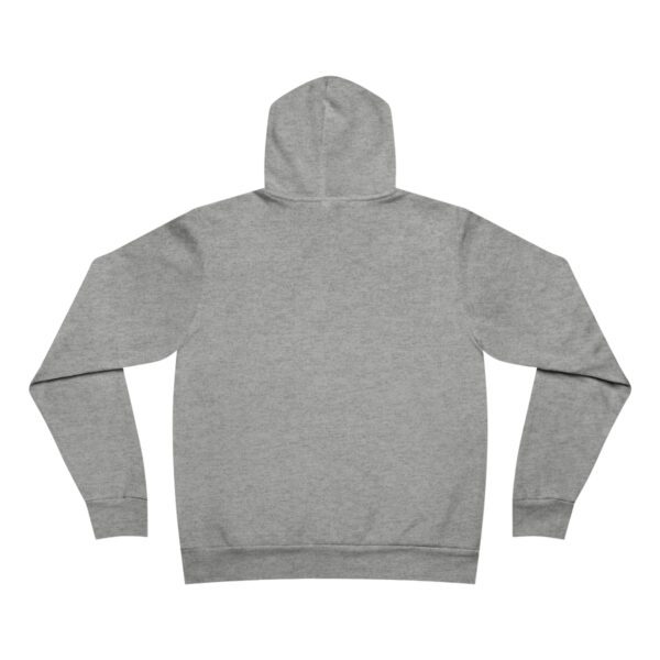 The back view of a BFR Logo - Unisex Sponge Fleece Pullover Hoodie on a white background.