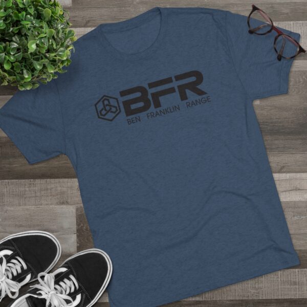 A BFR - Logo - Unisex Tri-Blend Crew Tee with the word bfr on it.