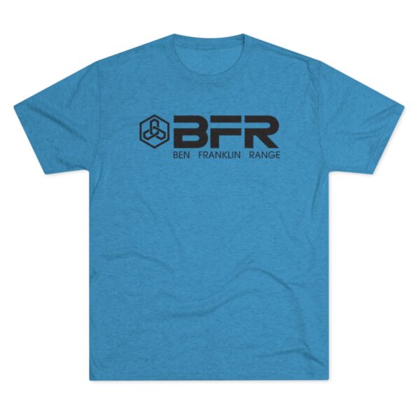 The BFR - Logo - Unisex Tri-Blend Crew Tee on a blue t - shirt.
