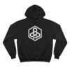 A BFR Hex Logo - Champion Hoodie with a white hexagon logo on it.