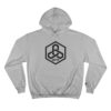 A BFR Hex Logo - Champion Hoodie with a black and white logo on it.