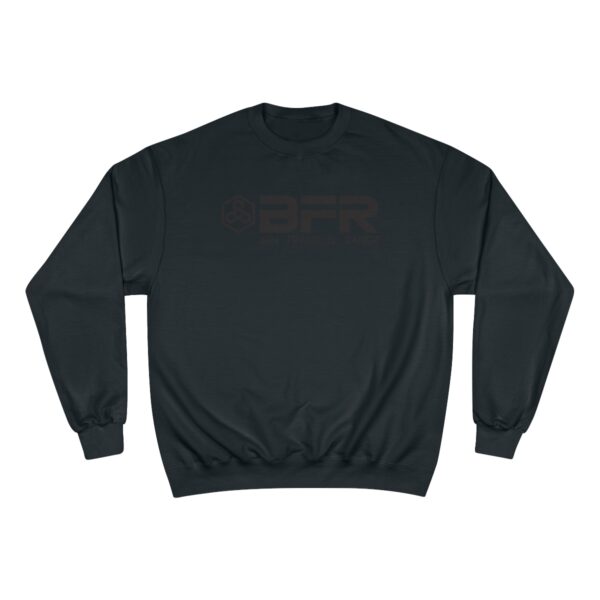 The BFR Logo - Champion Sweatshirt on a Champion sweatshirt.