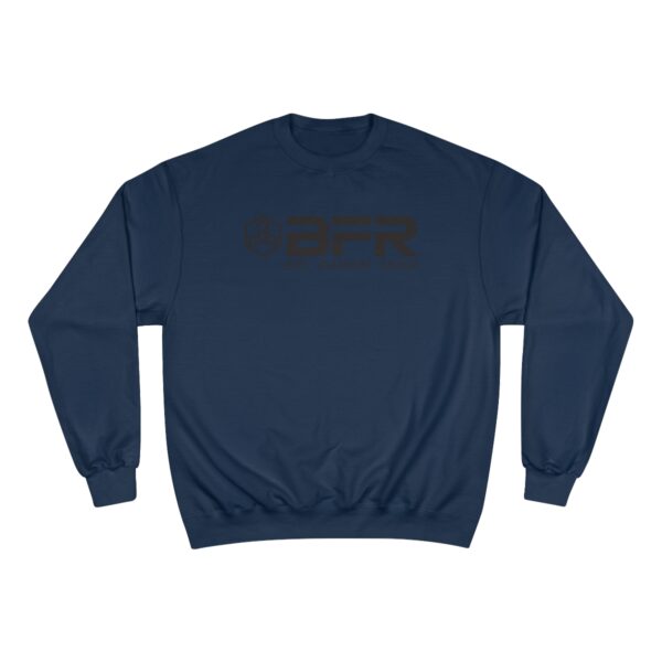 A navy BFR Logo - Champion Sweatshirt featuring the BFR logo.