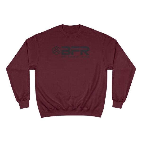 A maroon BFR Logo - Champion Sweatshirt, featuring the BFR logo on it.
