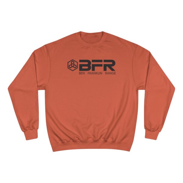 The BFR Logo - Champion Sweatshirt on a Champion sweatshirt.