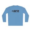 The BFR Logo - Unisex Lightweight Long Sleeve Tee on a light blue long sleeve t - shirt.