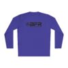 The BFR Logo - Unisex Lightweight Long Sleeve Tee on a purple long-sleeve t-shirt.