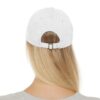 The back view of a woman wearing a BFR Logo - Dad Hat with Leather Patch (Rectangle).