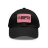 A black BFR Logo - Dad Hat with Leather Patch (Rectangle) with a pink BFR Logo - Dad Hat with Leather Patch (Rectangle) on it.