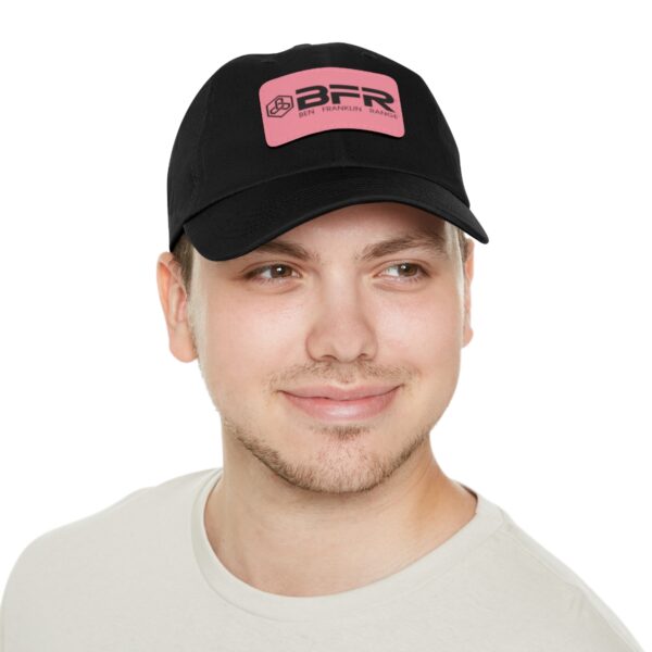 A man wearing a BFR Logo - Dad Hat with Leather Patch (Rectangle) hat.