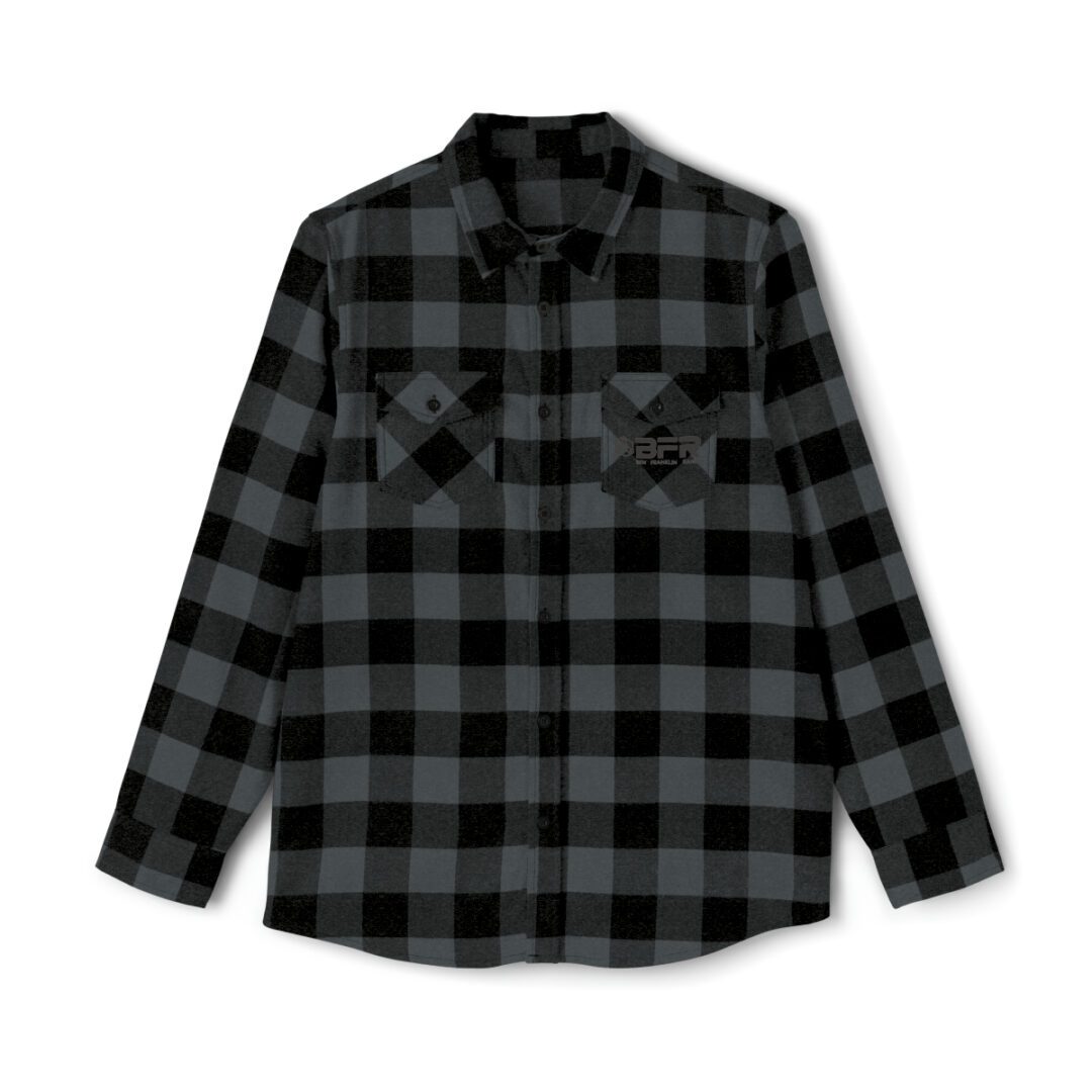 A black and grey BFR Logo - Unisex flannel shirt. A black and grey BFR Logo - Unisex flannel shirt.
