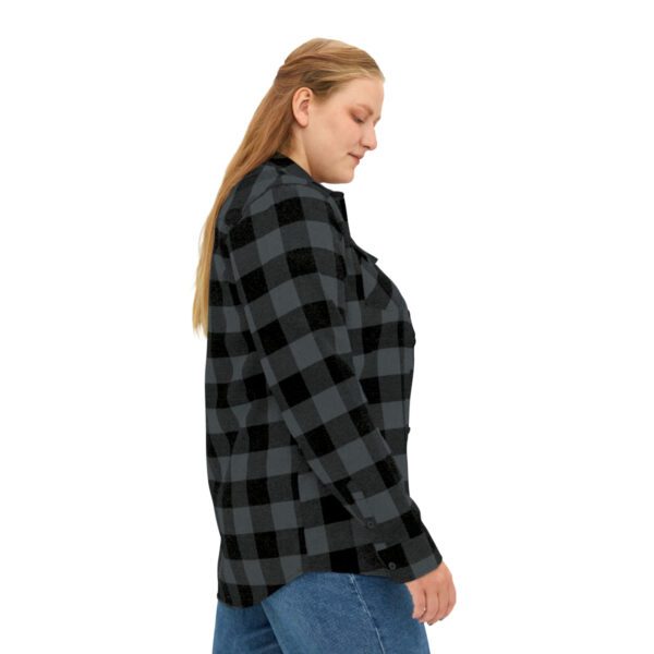 A woman wearing a BFR Logo - Unisex Flannel Shirt.