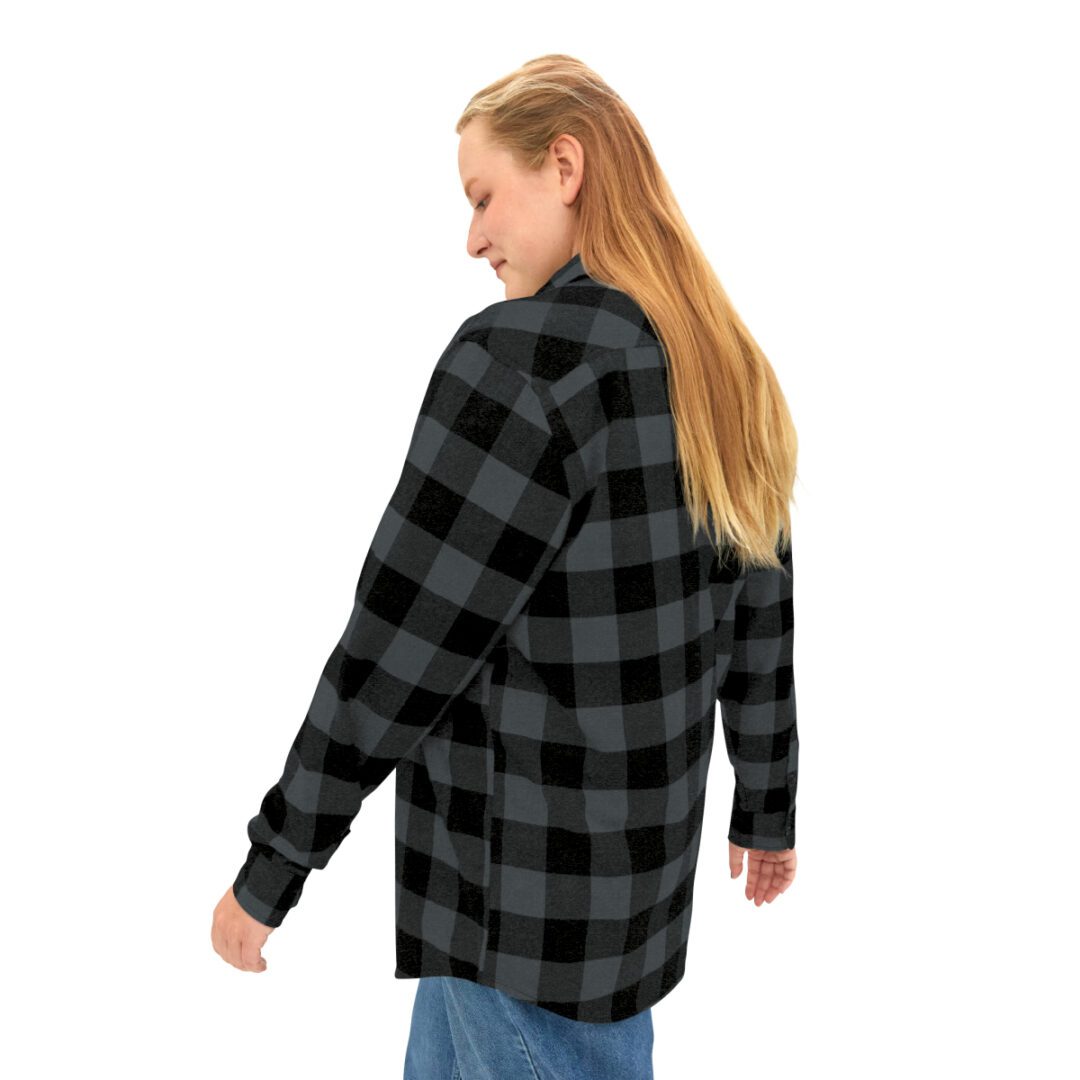 BFR Logo - Unisex black and grey plaid flannel shirt. BFR Logo - Unisex black and grey plaid flannel shirt.