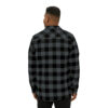 The back view of a man wearing a BFR Logo - Unisex Flannel Shirt.