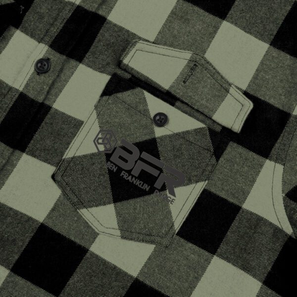 A BFR Logo - Unisex Flannel Shirt with a black and white checkered pattern.