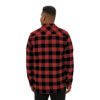 The back view of a man wearing a BFR Logo - Unisex Flannel Shirt.