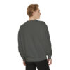 The back view of a man wearing a BFR Logo - Unisex Garment-Dyed Sweatshirt.