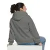 A woman wearing a BFR Logo - Unisex Garment-Dyed Hoodie sitting on a white box.