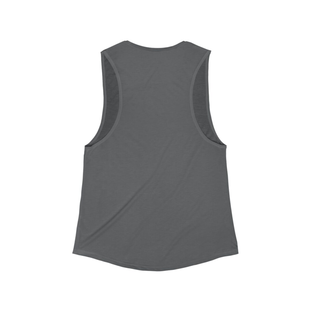 Gray sleeveless tank top, back view.