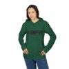 Woman wearing green hoodie with BFR logo.