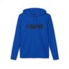 Blue hoodie with black BFR logo.