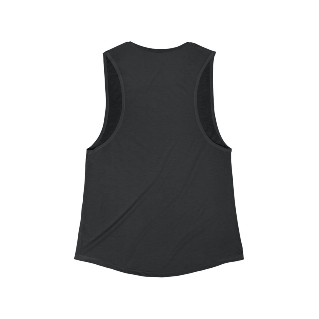 Black sleeveless shirt, back view.