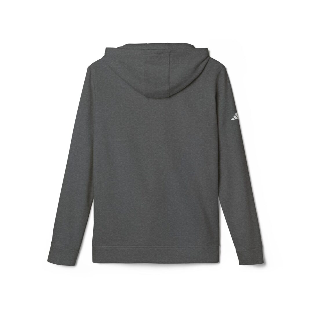 Back view of a dark gray hoodie.