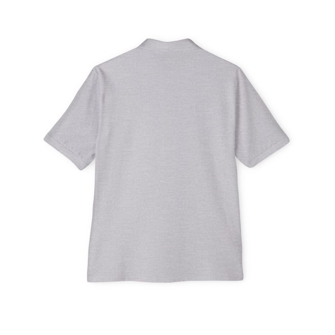 Gray short-sleeve shirt shown from back.