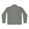 Gray long-sleeve mock neck shirt back.