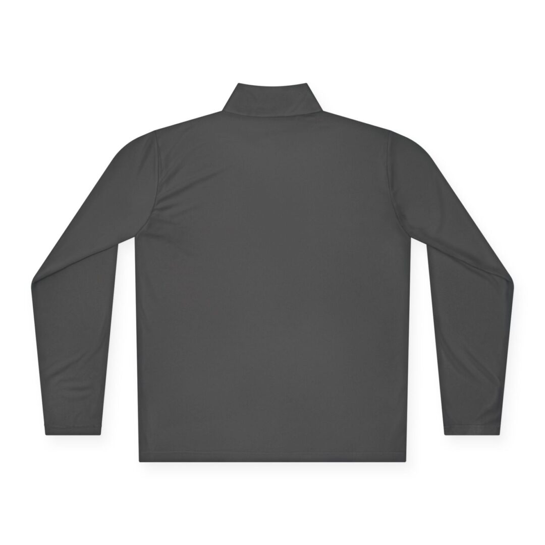 Dark gray long-sleeve mock turtleneck shirt.