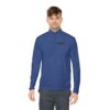 Man in blue long-sleeve shirt.