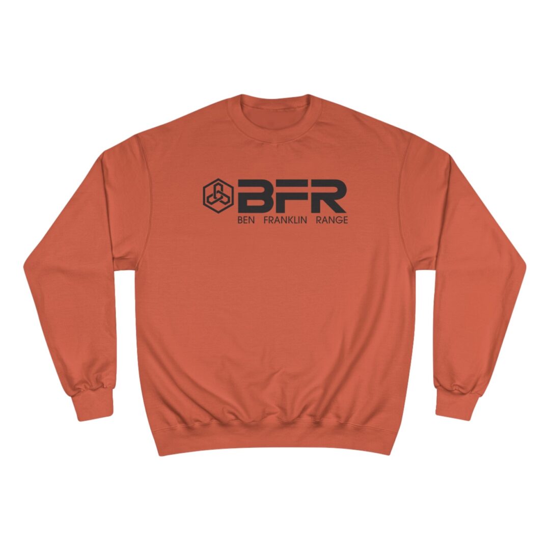 Orange sweatshirt with "BFR" logo design. Orange sweatshirt with "BFR" logo design.