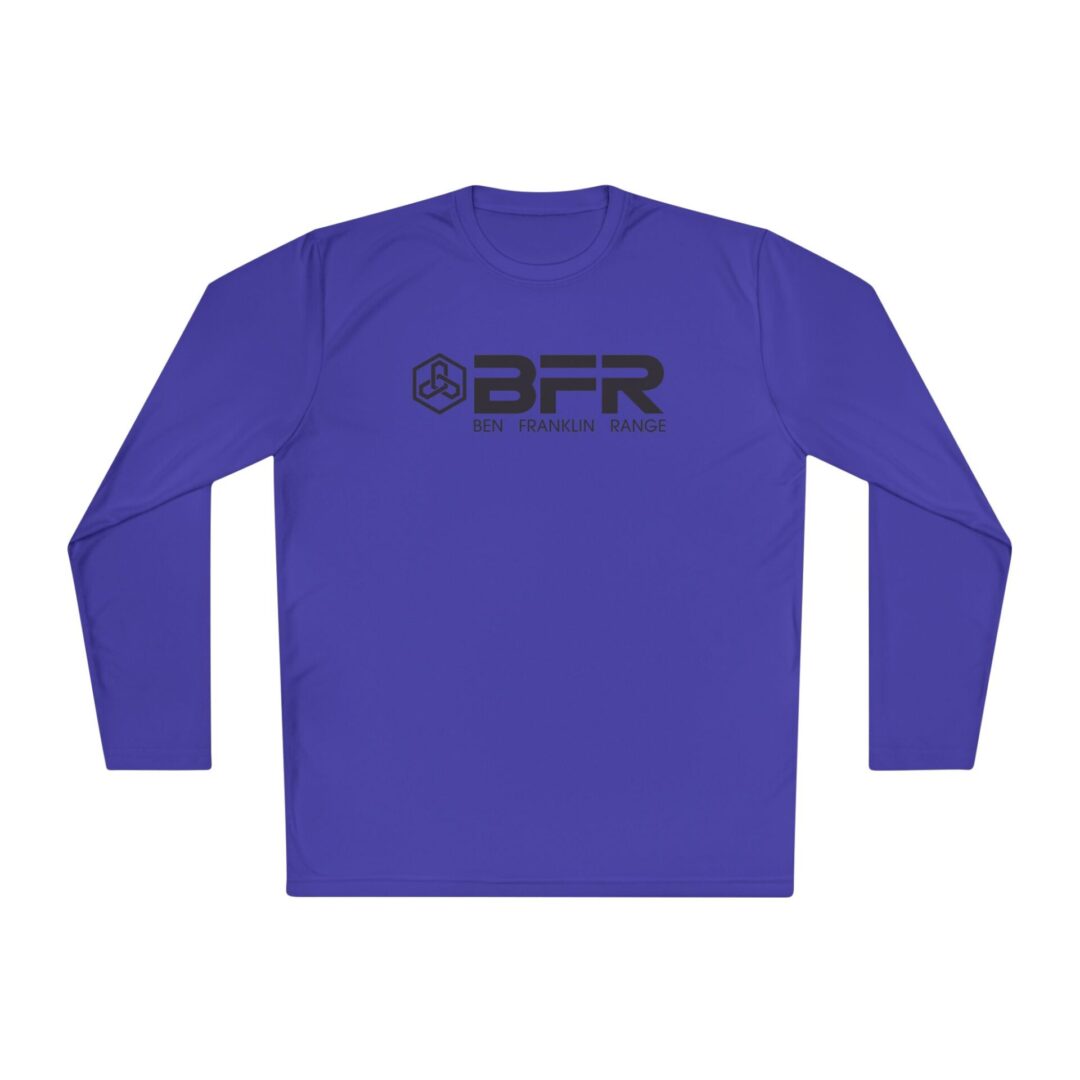 Purple long-sleeve shirt with BFR logo.