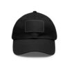 Black baseball cap with blank front patch.