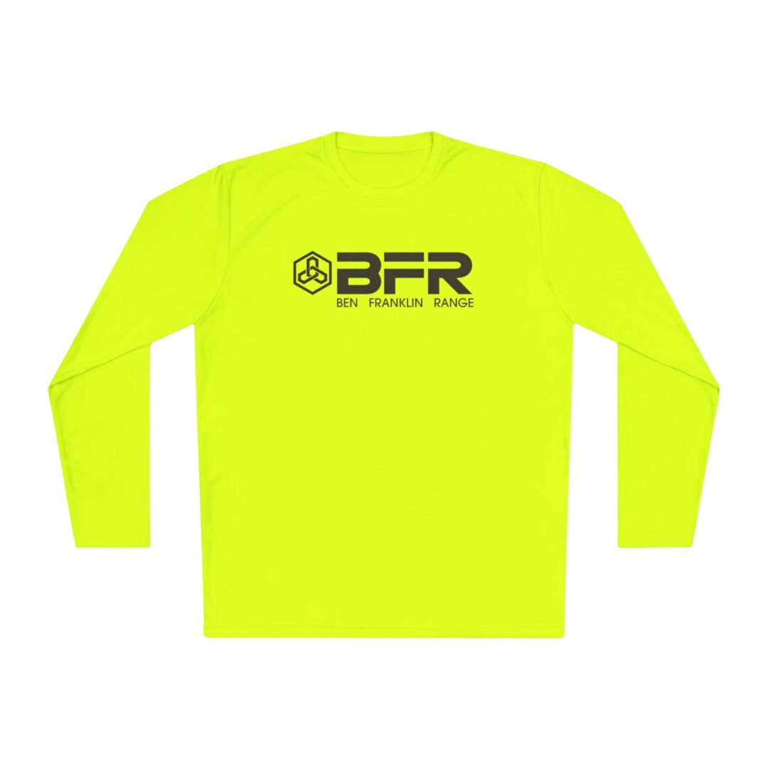 Bright yellow long-sleeve shirt with logo.