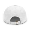 Back view of plain white baseball cap.