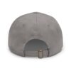 Gray baseball cap with adjustable strap back.