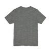 Gray T-shirt, back view, plain design.